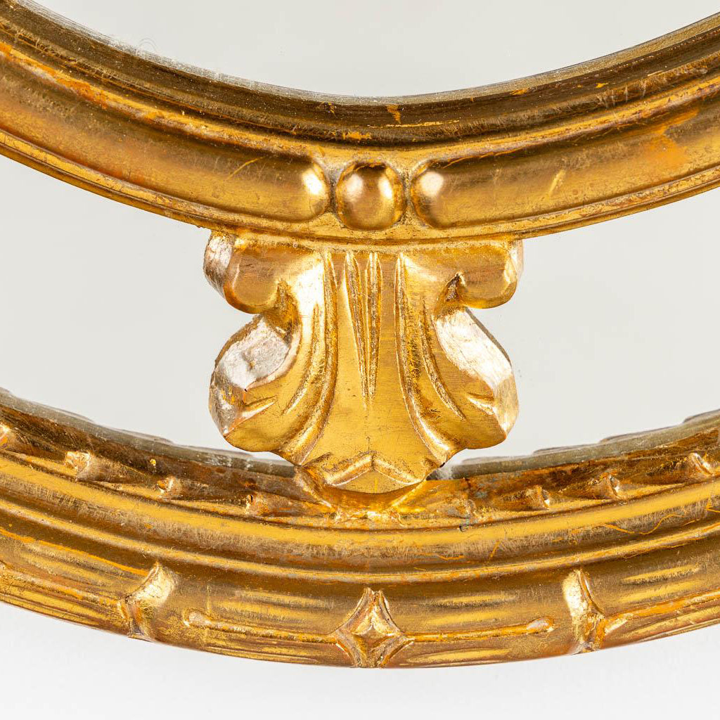 Large Vintage Oval Neo-Classical Style Gilt Framed Mirror by Deknudt