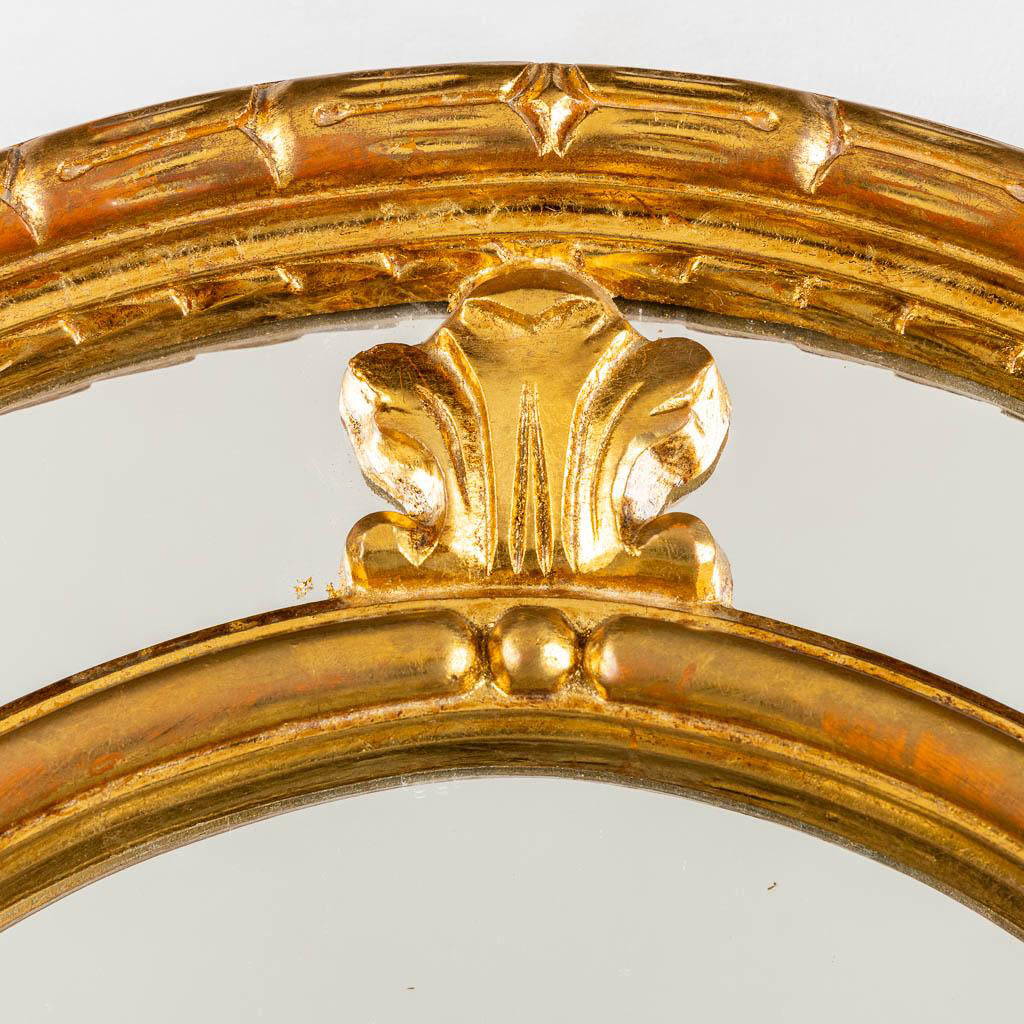 Large Vintage Oval Neo-Classical Style Gilt Framed Mirror by Deknudt