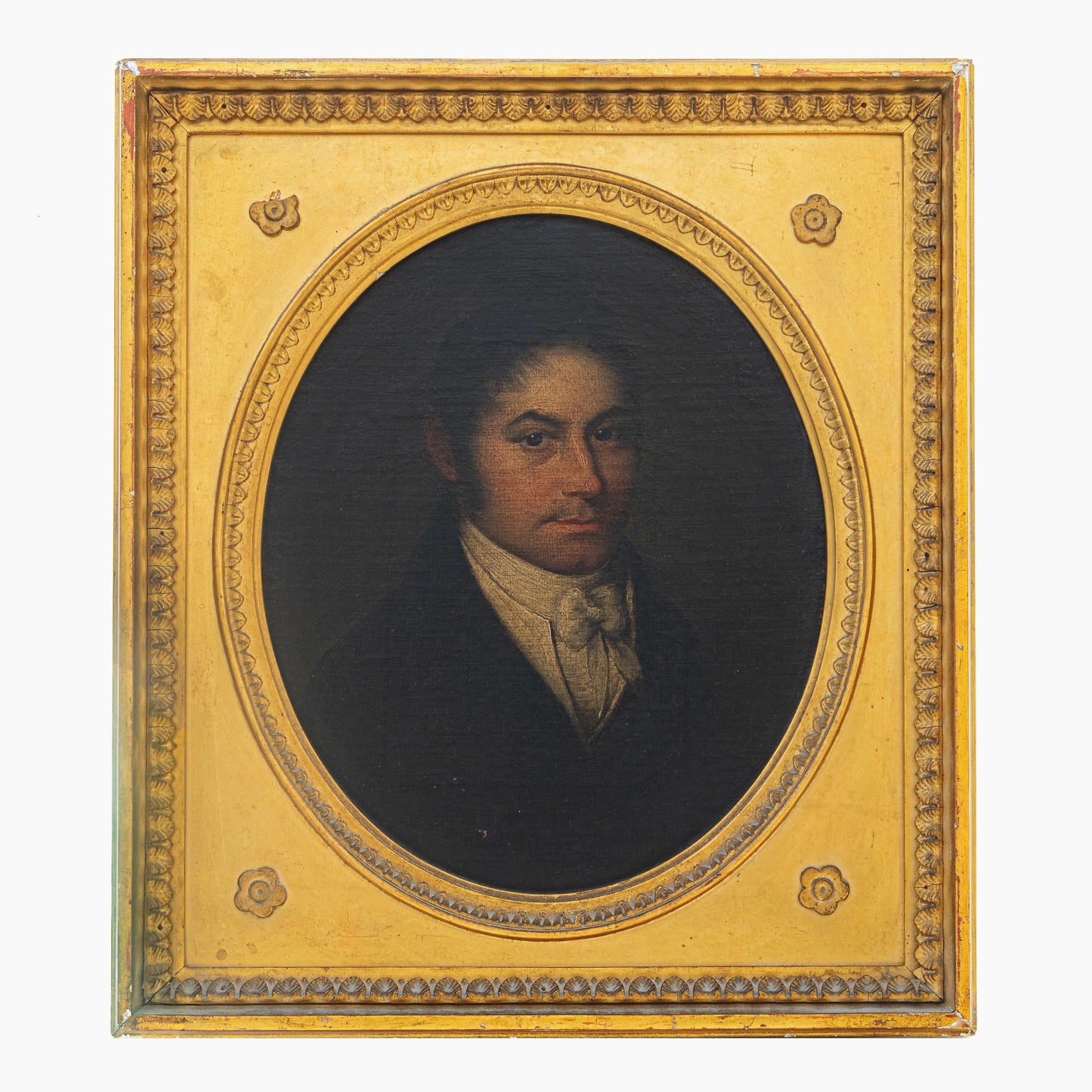 Early 19th Century European Oil Portrait Painting of a Gentleman in Period Frame