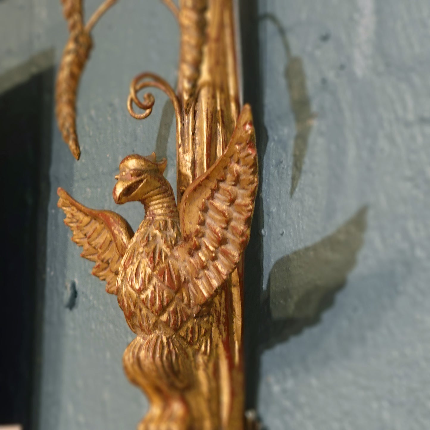 Federalist Eagle Motif Wood and Iron Gilt Pair of Wall Sconces