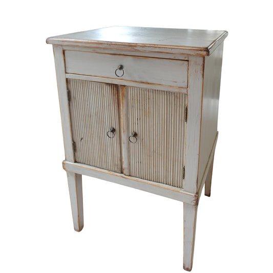 A serene muted grey-blue Gustavian Swedish side table for sale