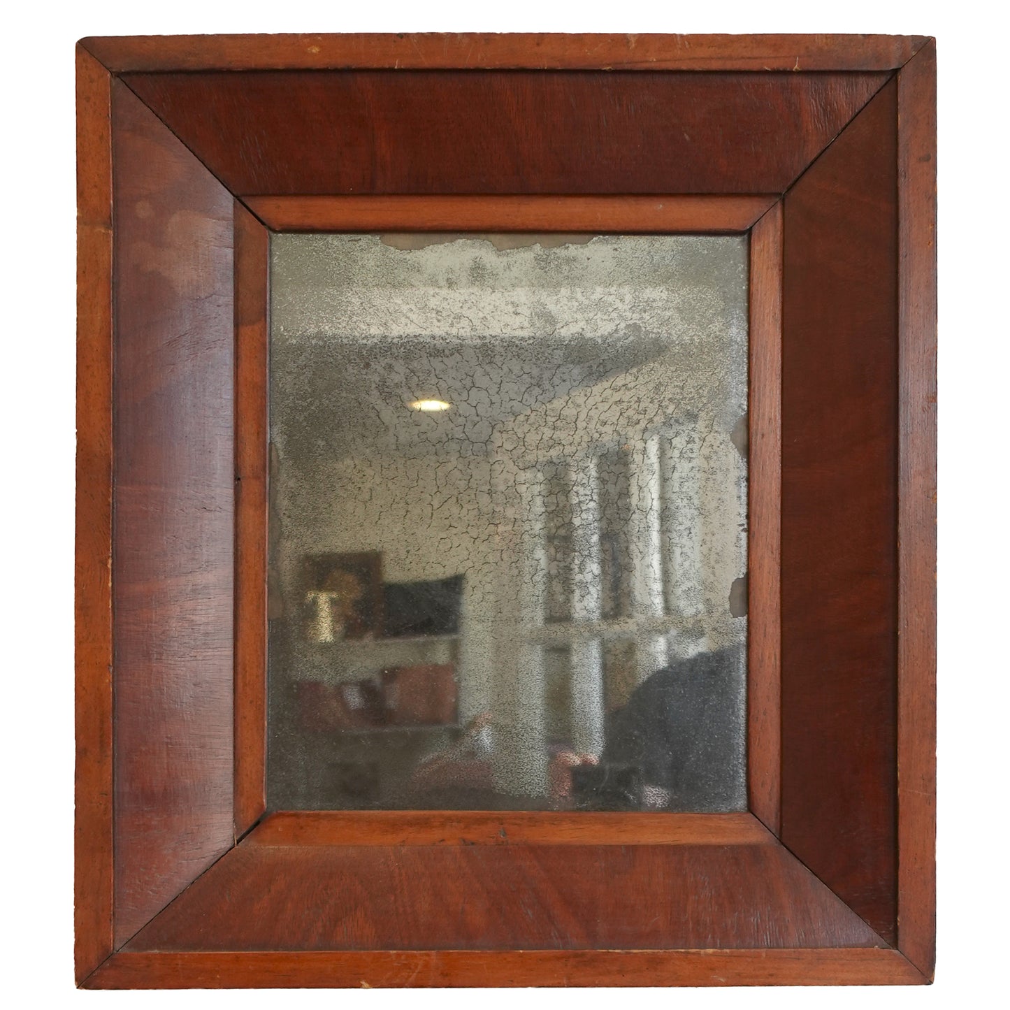 Vintage Petite Edwardian Heavily Smoked and Crazed Glass Mirror
