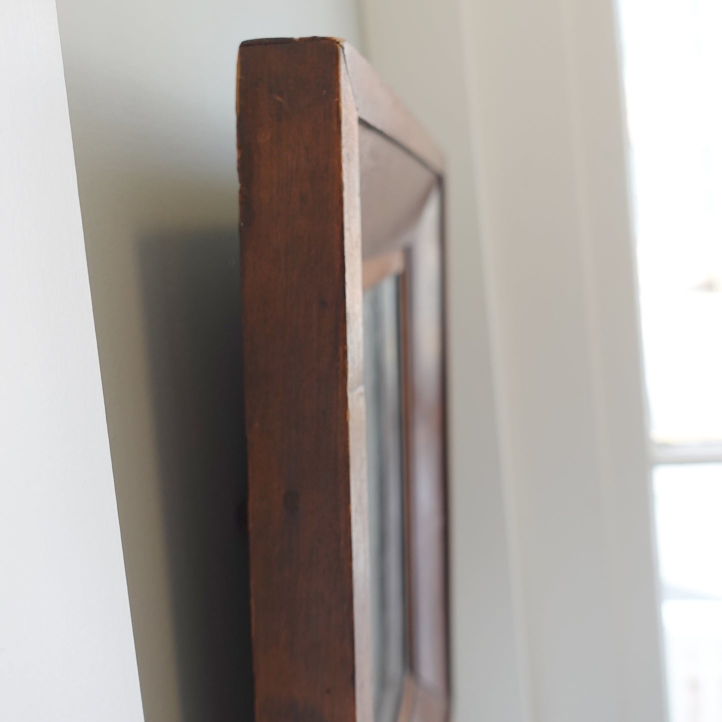 Vintage Petite Edwardian Heavily Smoked and Crazed Glass Mirror