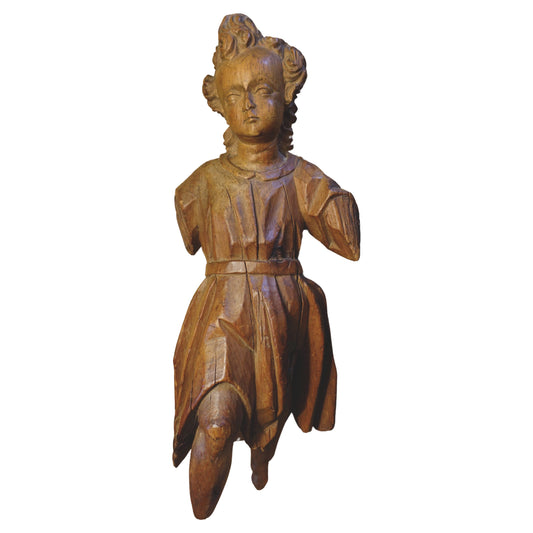 Baroque Period Bohemian Wooden Angel Sculpture Fragment