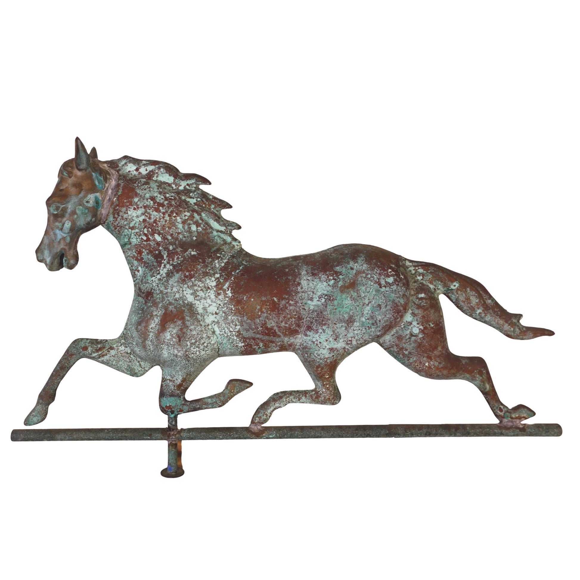 Beautifully Patinated and Oxidized Full Bodied Equestrian Dexter Antique Copper and Zinc Weather Vane