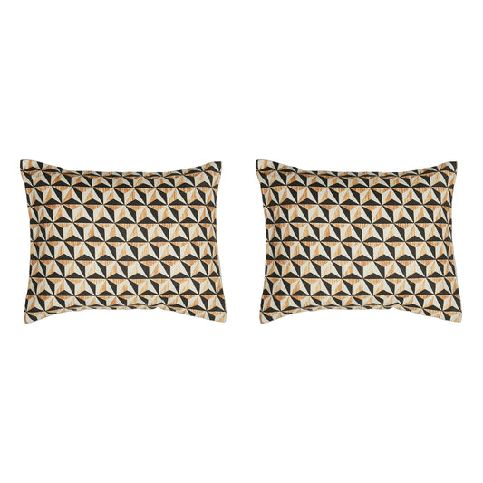 Pair of Small 12 x 16 Linen Pillow Cushions - Pointes de Diamant Pattern - Designed and Made in Paris by Antoinette Poisson