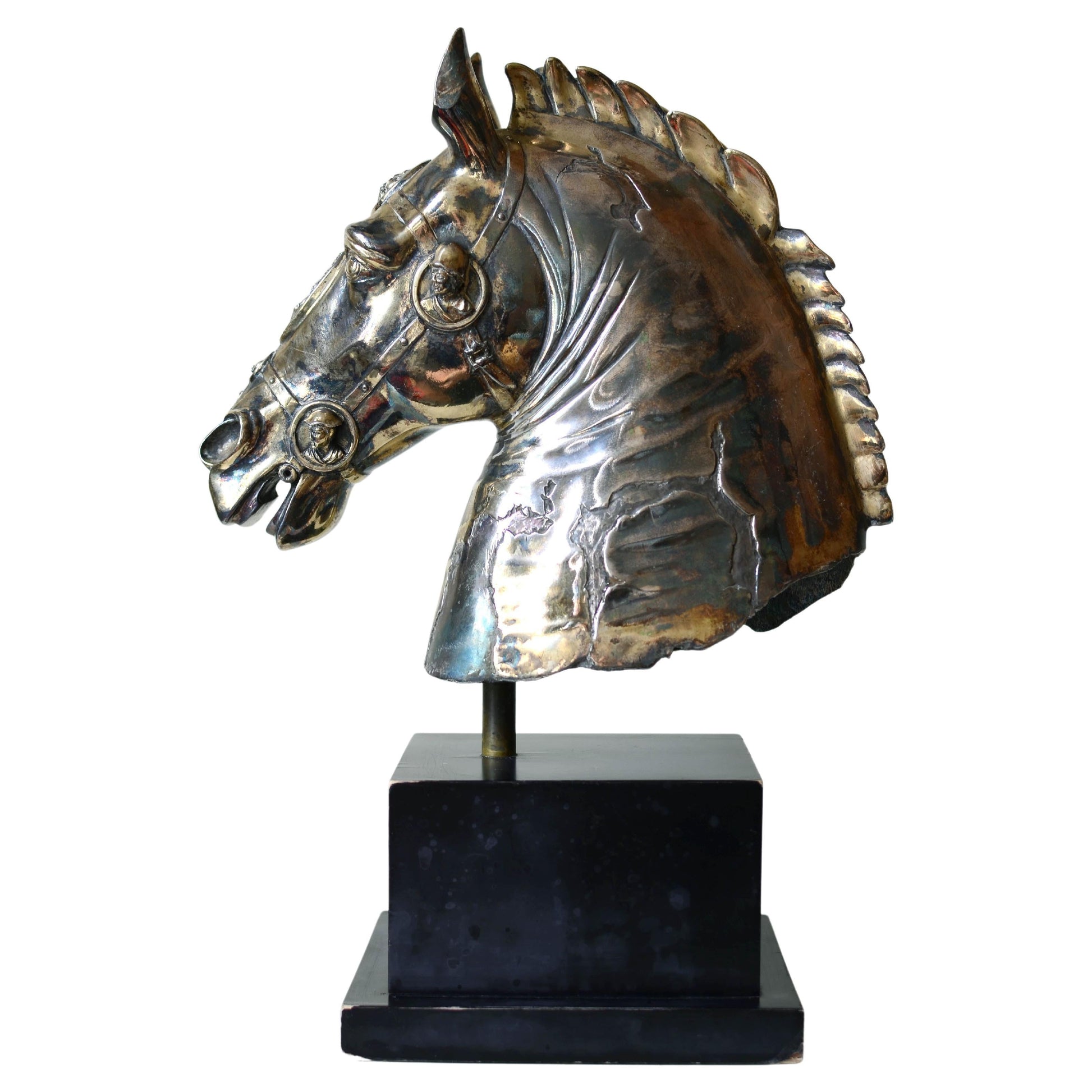 Silver plated vintage Equestrian bust of a horse after Classical Antiquity