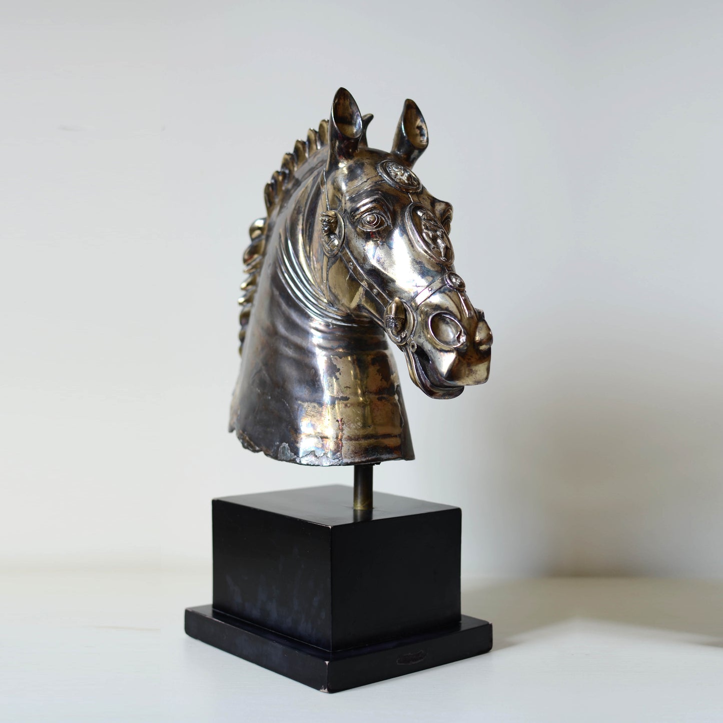 Silver plated vintage Equestrian bust of a horse after Classical Antiquity