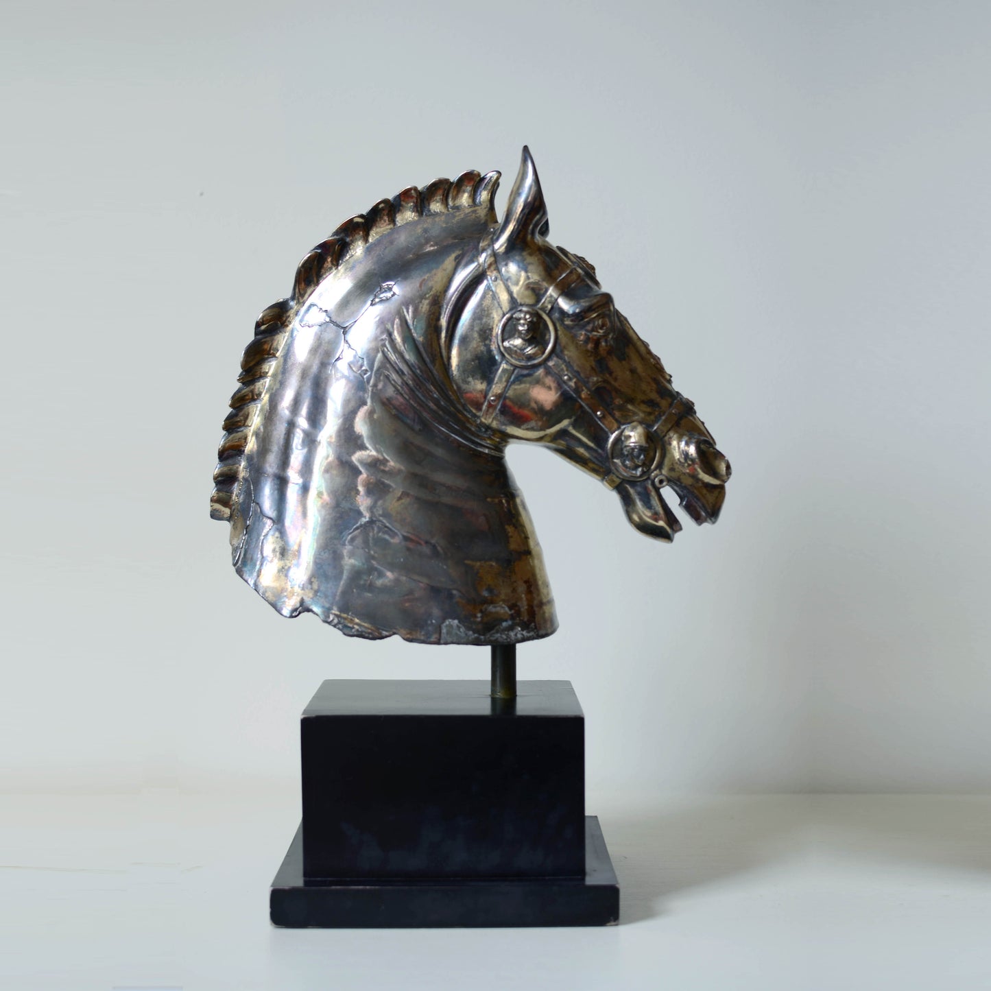 Silver plated vintage Equestrian bust of a horse after Classical Antiquity