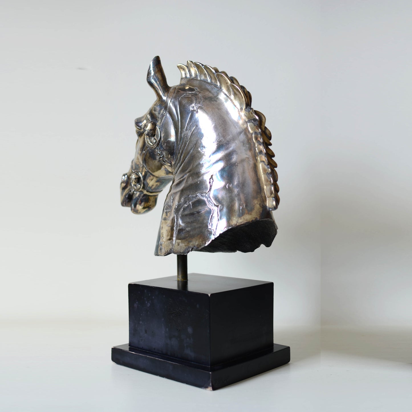 Silver plated vintage Equestrian bust of a horse after Classical Antiquity