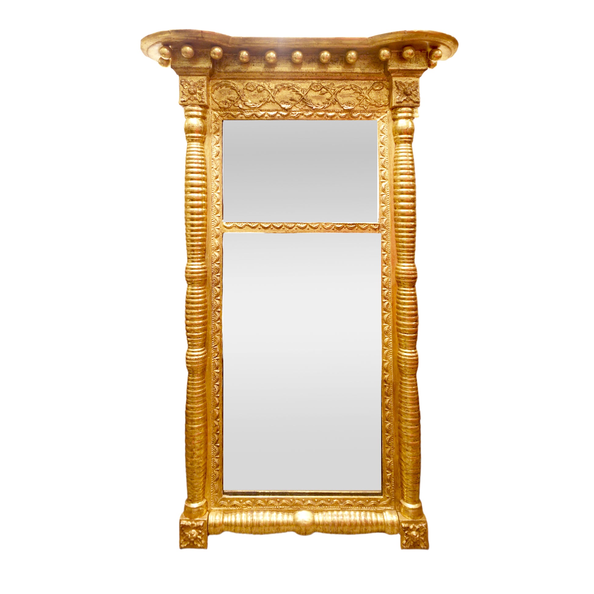 Early 19th century American Sheraton Antique Giltwood Pier Mirror