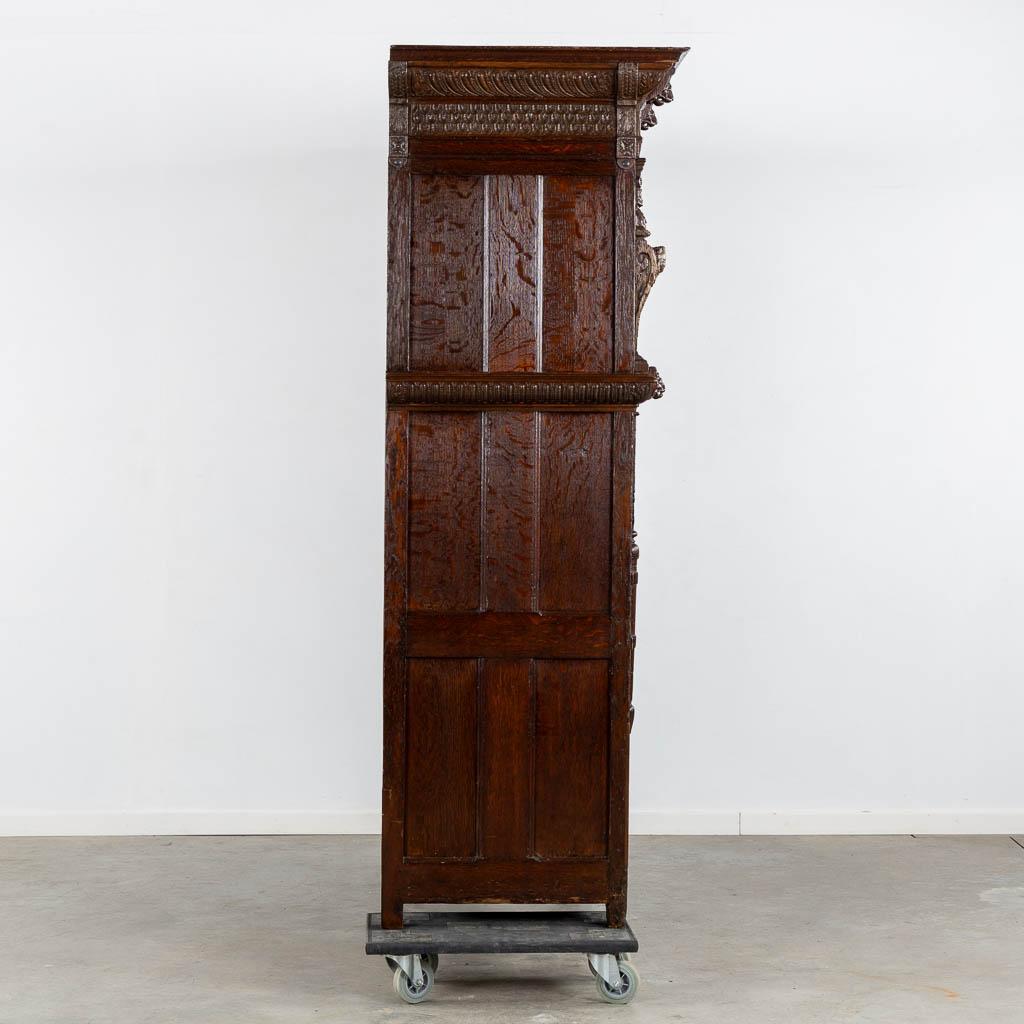 Monumental 17th century Richly Ornamented and Coffered Flemish Oak Cabinet