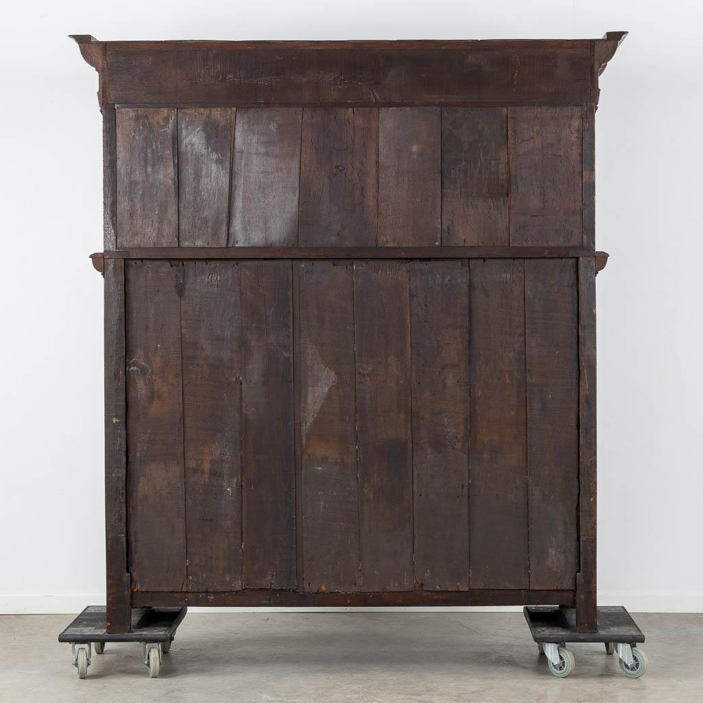 Monumental 17th century Richly Ornamented and Coffered Flemish Oak Cabinet