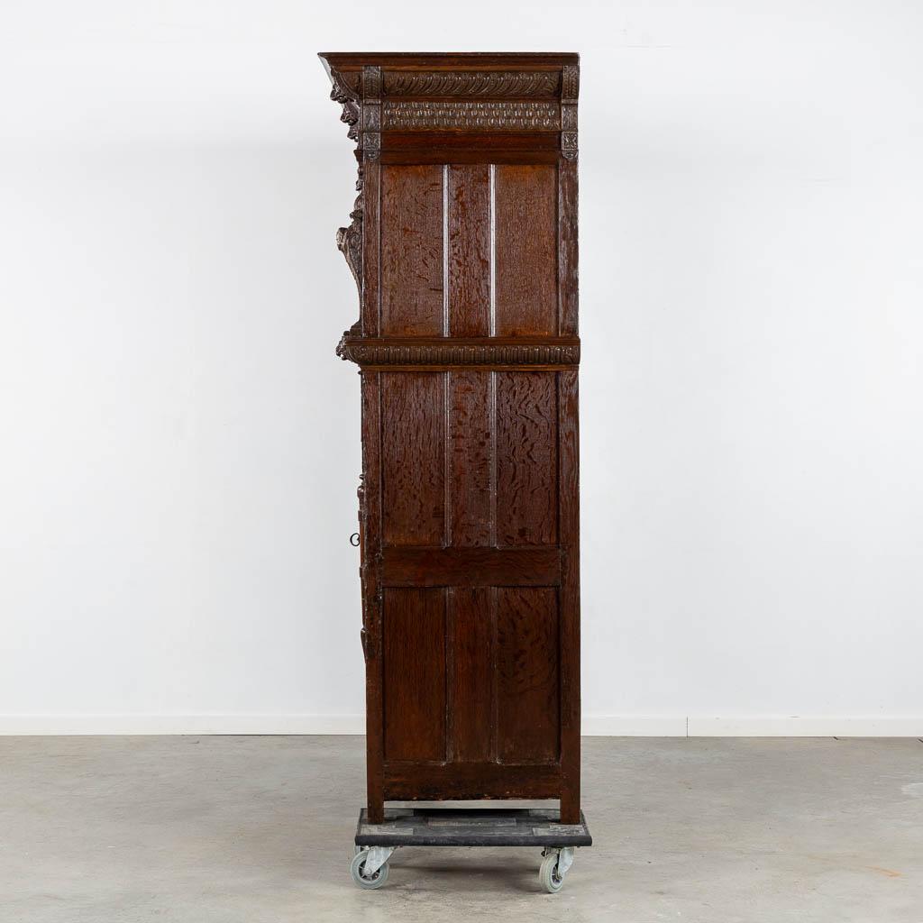 Monumental 17th century Richly Ornamented and Coffered Flemish Oak Cabinet