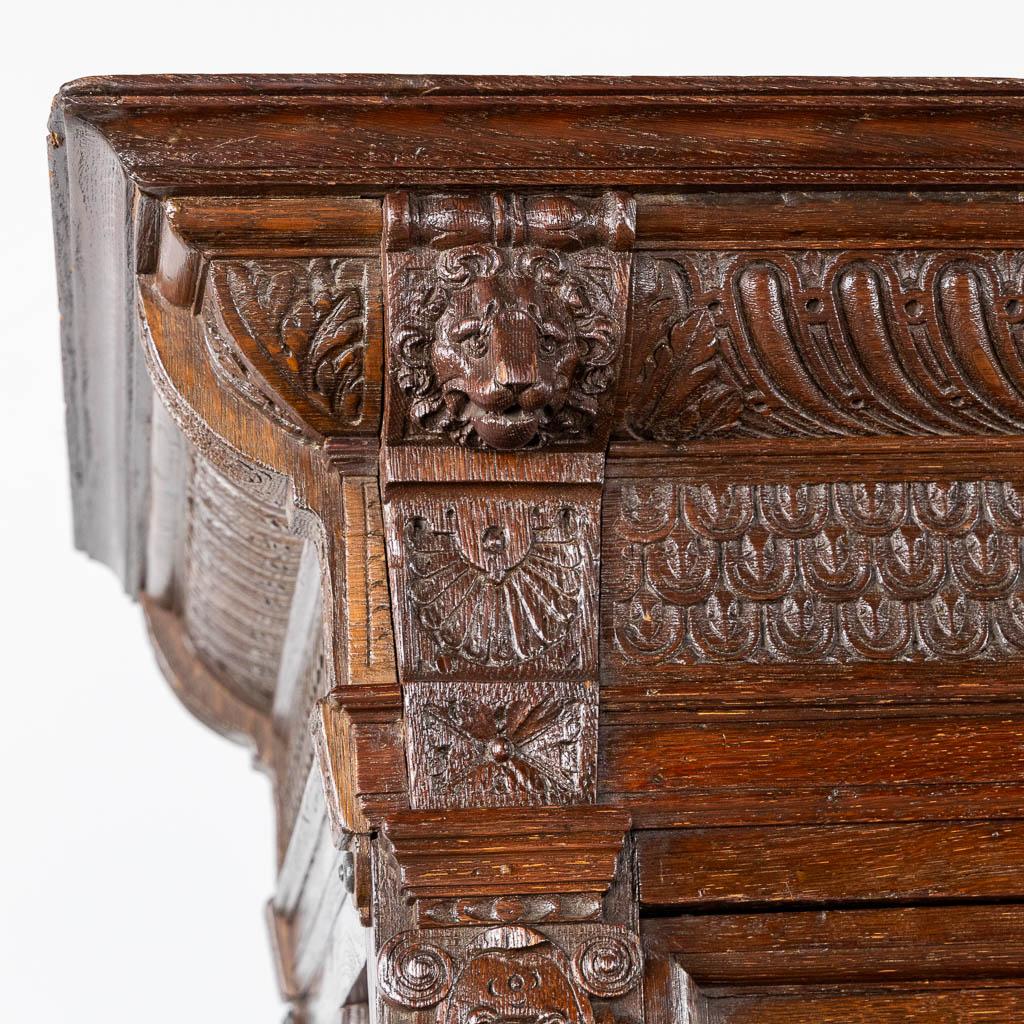 Monumental 17th century Richly Ornamented and Coffered Flemish Oak Cabinet