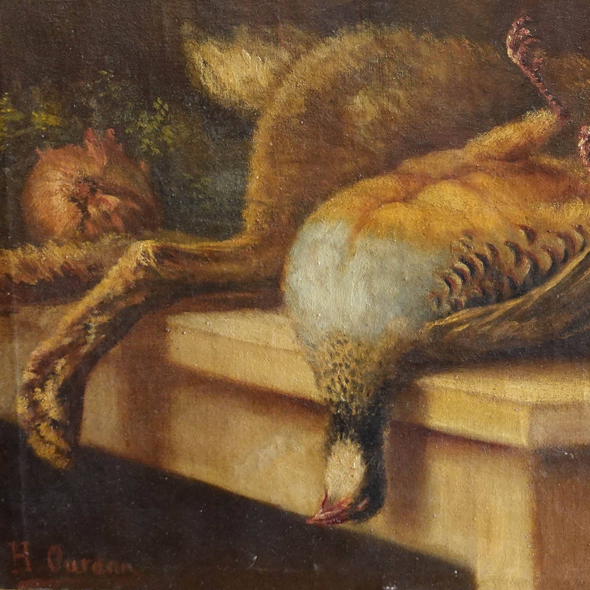 19th century French still life painting of Hunted Game, Vegetables and a Copper Pot