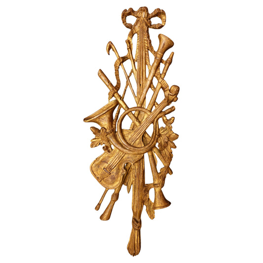 Antique Giltwood Wall Trophy Applique
