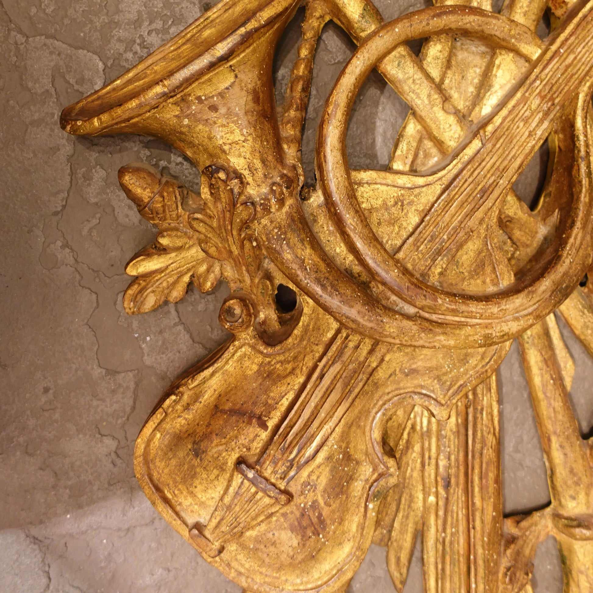 Antique Giltwood Wall Trophy Applique