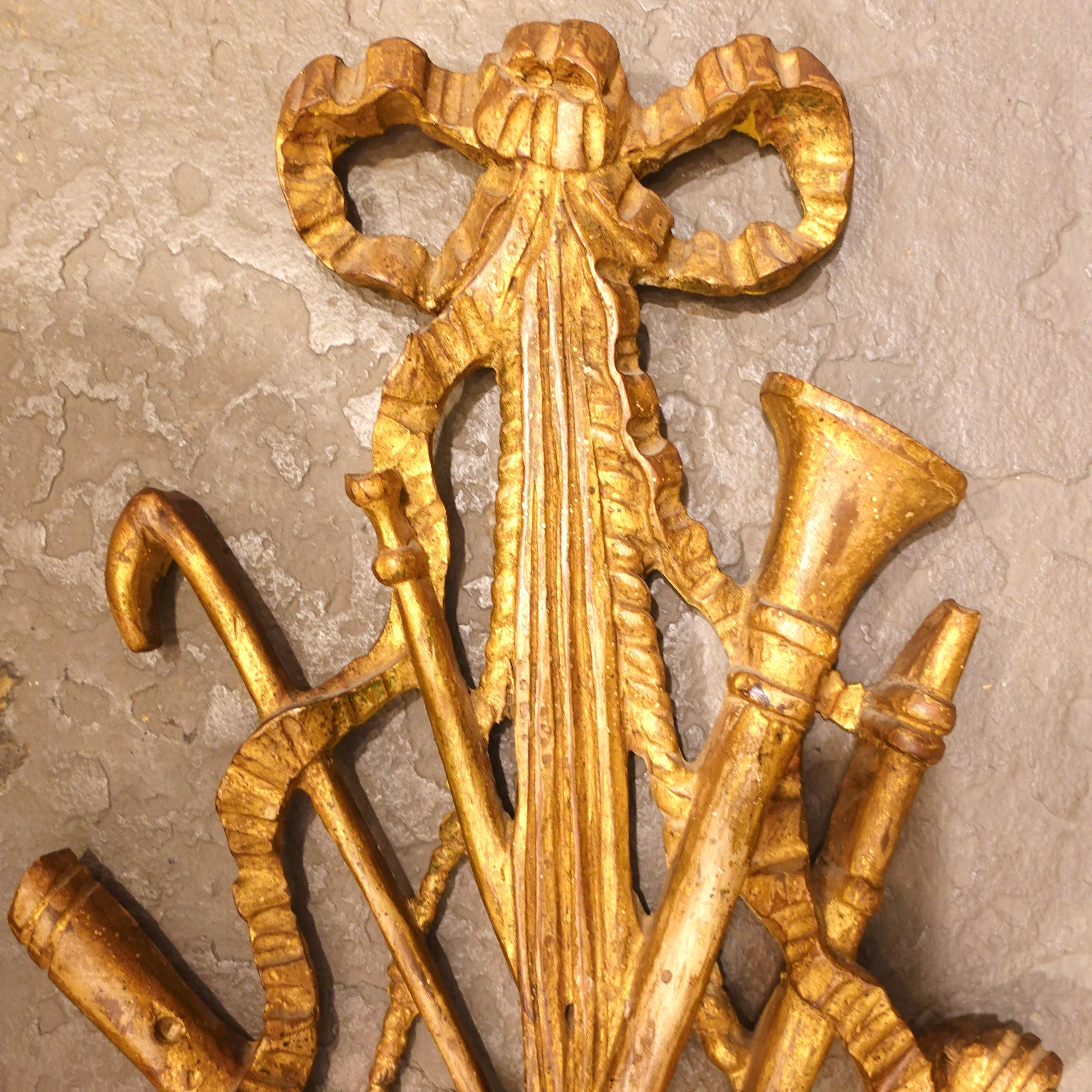 Antique Giltwood Wall Trophy Applique