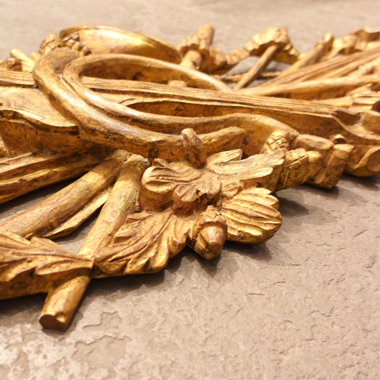 Antique Giltwood Wall Trophy Applique