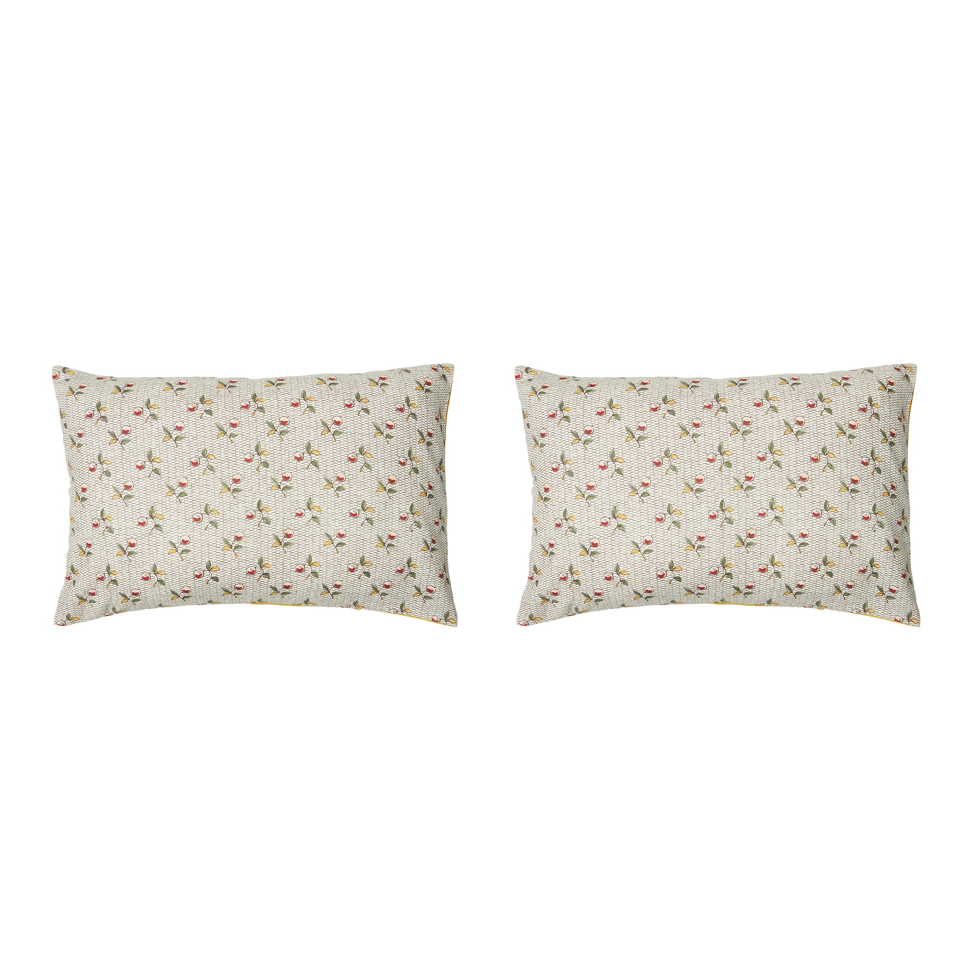 Pair of Large 16 x 24 Linen Pillow Cushions - Baies Pattern - Designed and Made in Paris by Antoinette Poisson