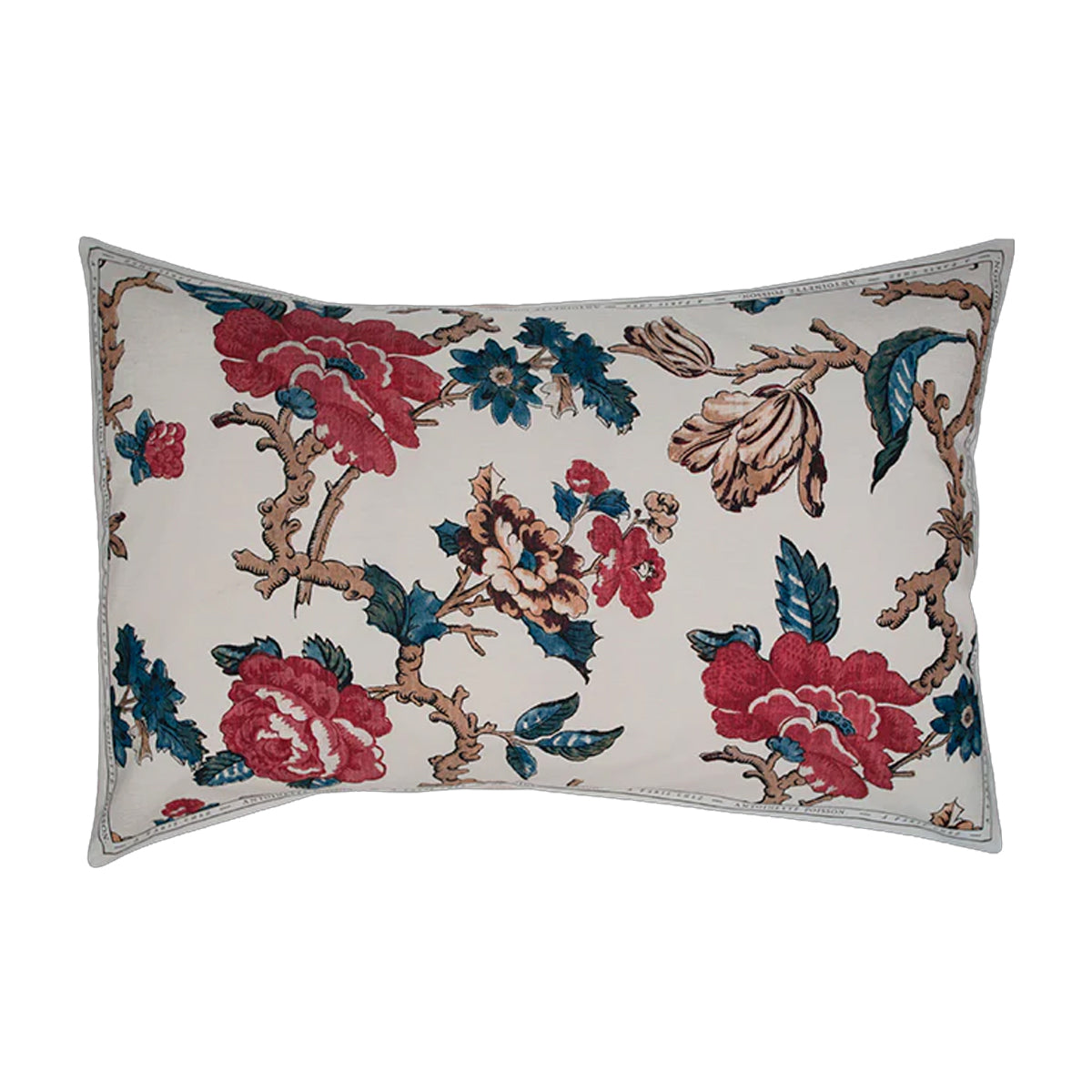 Decorative pillow with floral pattern on a white background
