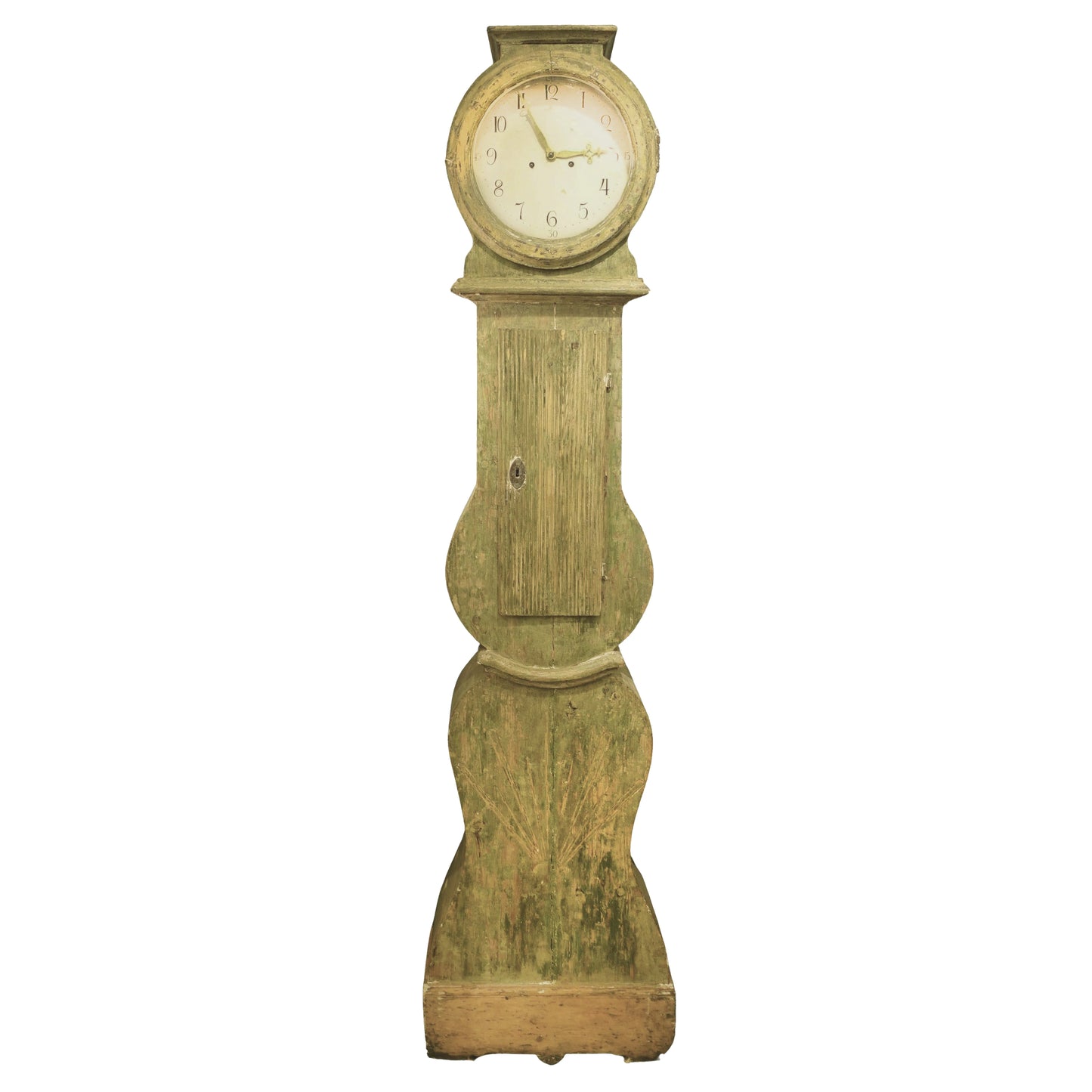 Antique Painted Swedish Mora Column Case Floor Clock