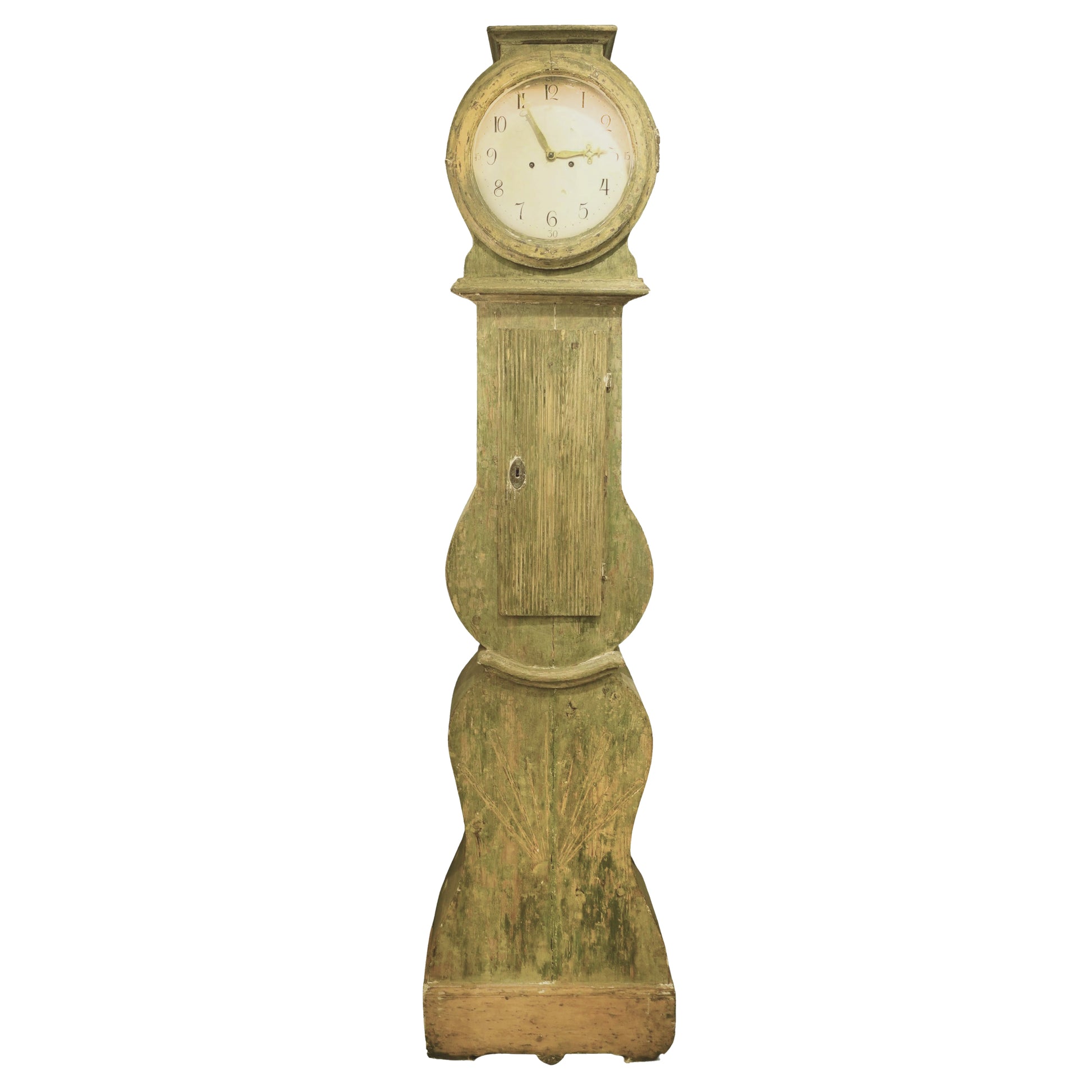 Antique Painted Swedish Mora Column Case Floor Clock