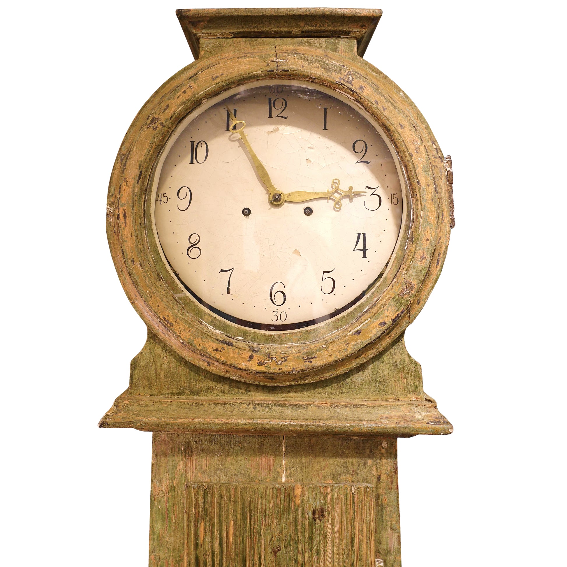 Antique Painted Swedish Mora Column Case Floor Clock