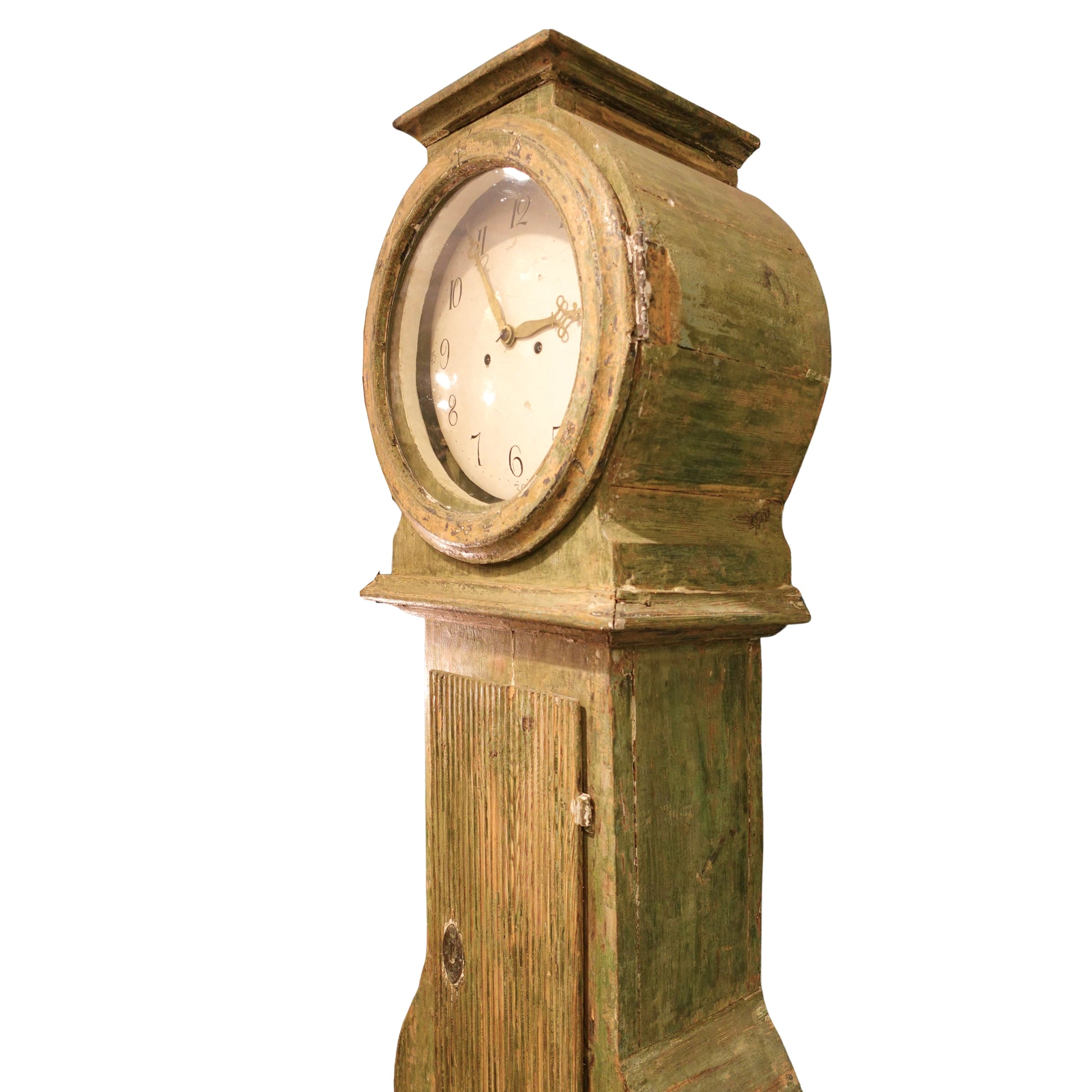 Antique Painted Swedish Mora Column Case Floor Clock