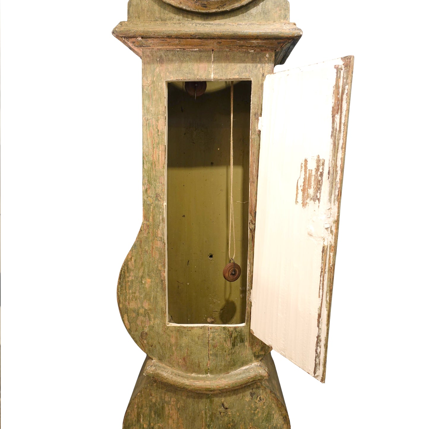 Mid-19th century Painted Swedish Mora Column Case Floor Clock