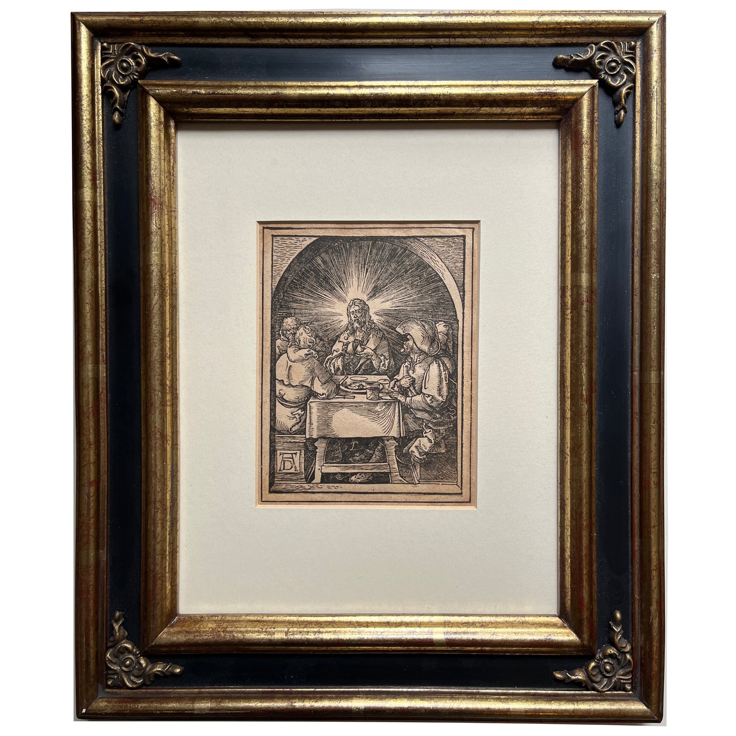 Old Master Woodcut of Christ at Emmaus by Johann Mommard, after Albrecht Durer