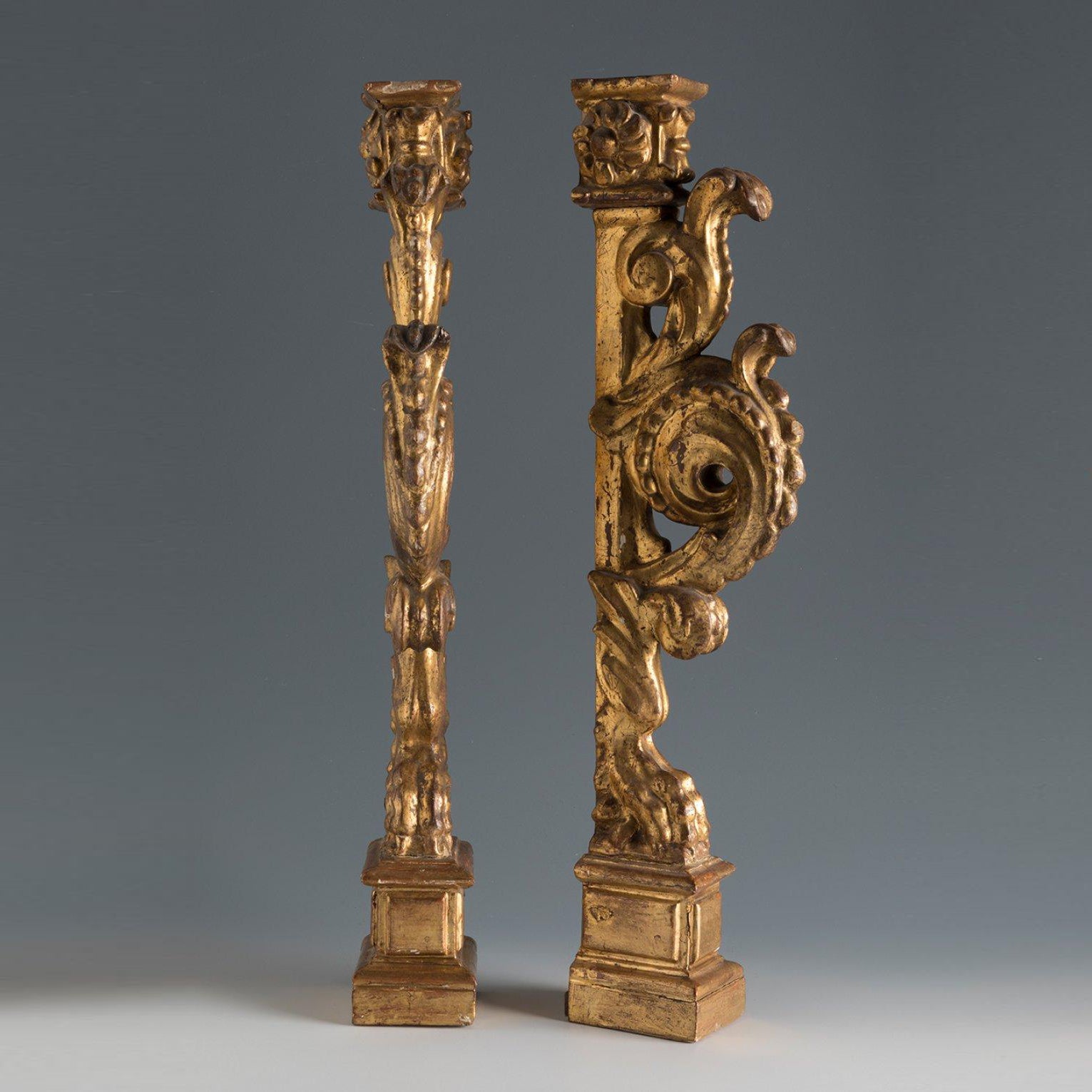 Pair of antique Late 17th Century Giltwood Spanish Altarpiece Elements available in Washington DC area
