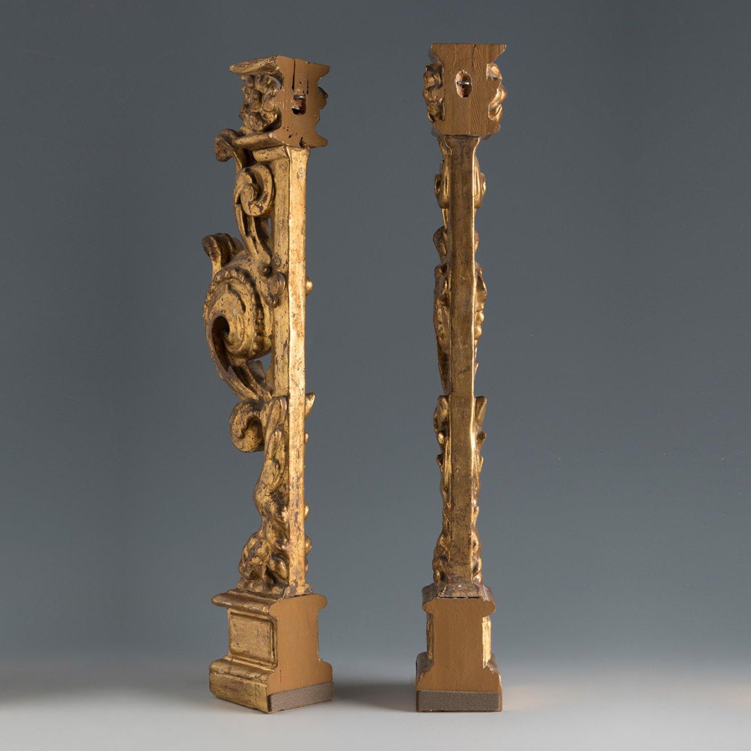 Pair of antique Late 17th Century Giltwood Spanish Altarpiece Elements available in Washington DC area
