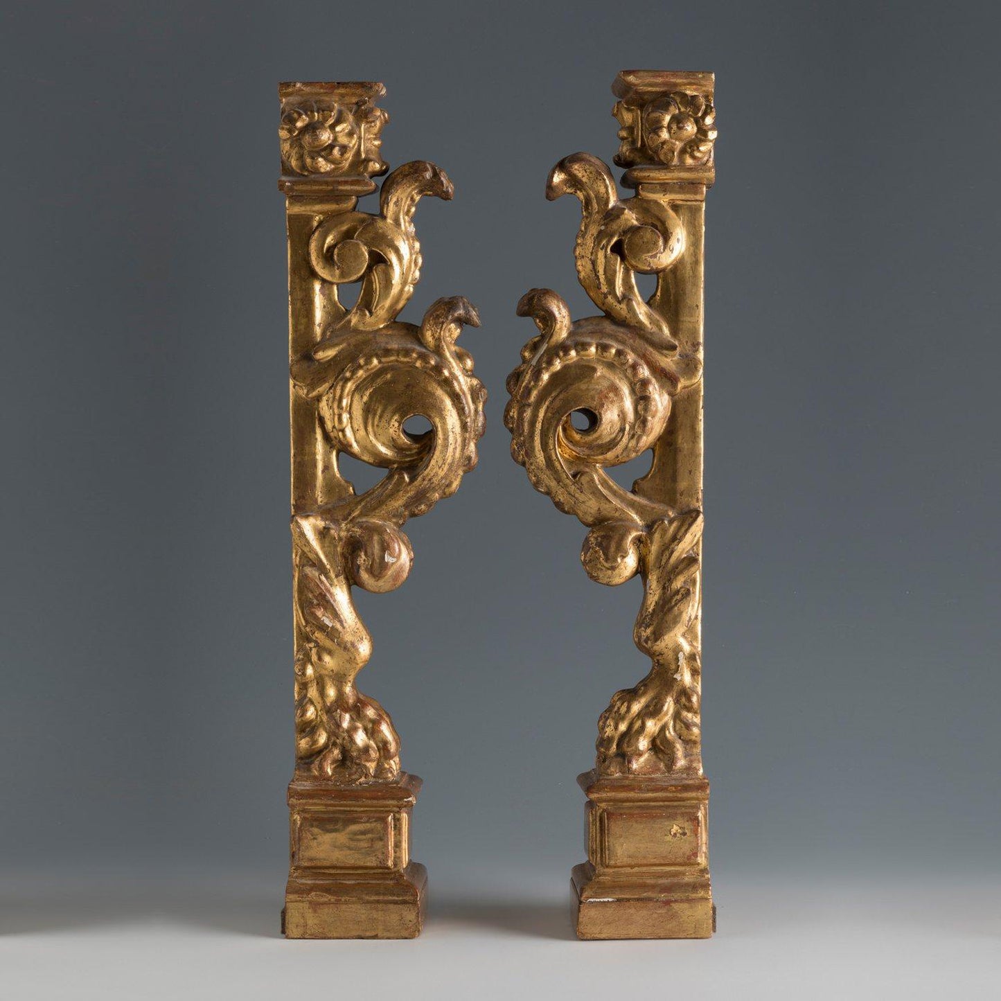 Pair of antique Late 17th Century Giltwood Spanish Altarpiece Elements available in Washington DC area