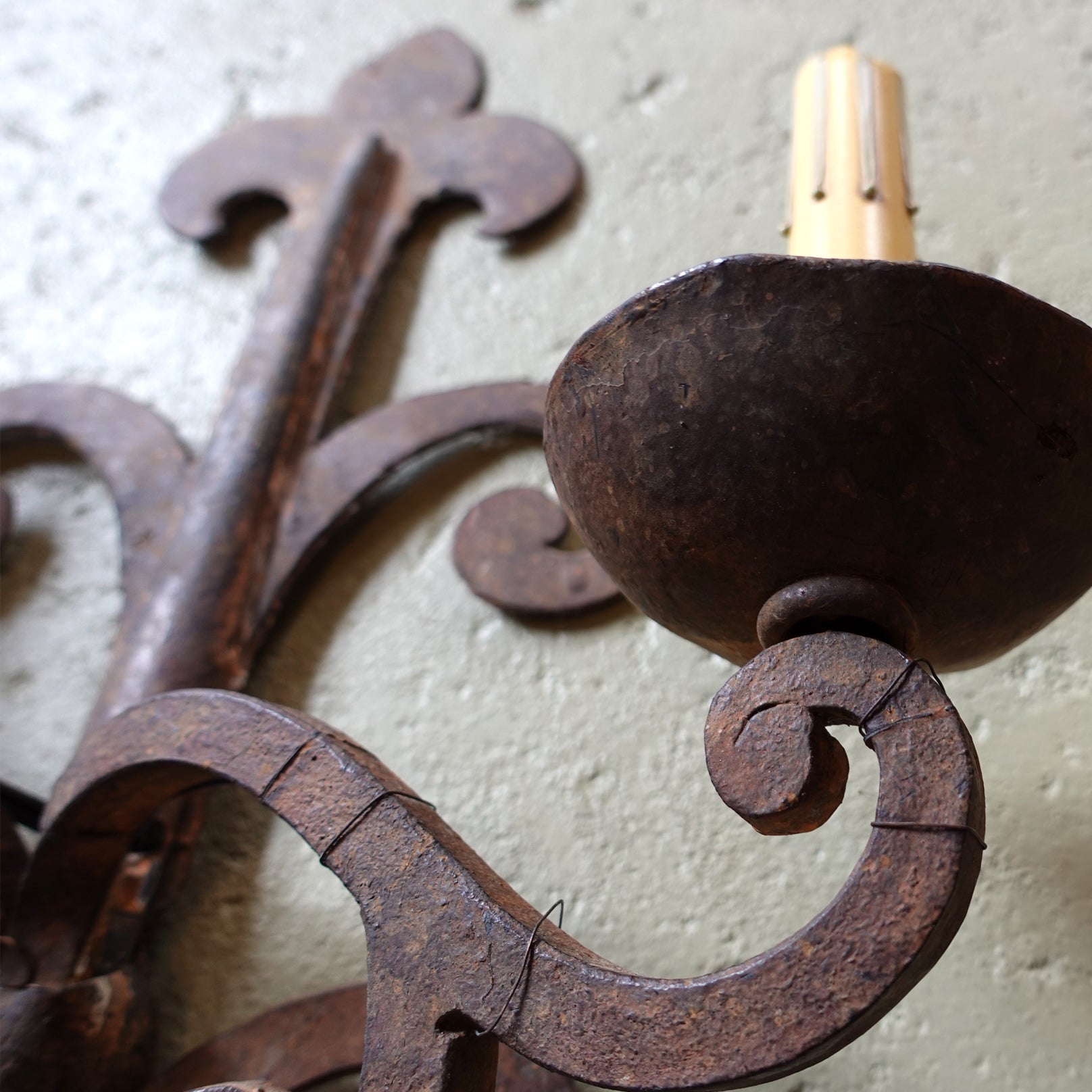 Pair of 18th century Wrought Iron European French Italian Spanish Wall Sconces for a Wine Cellar