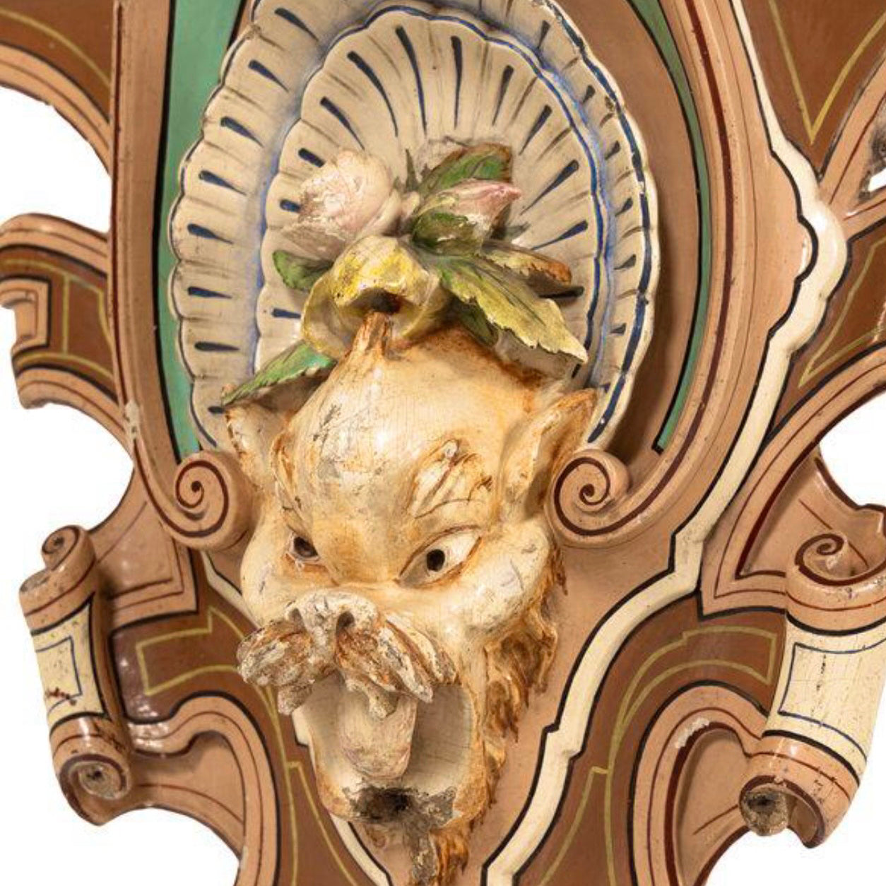 Pair of Monumental 18th century Rococo Multi-tier Corner Wall Brackets with Mascarons