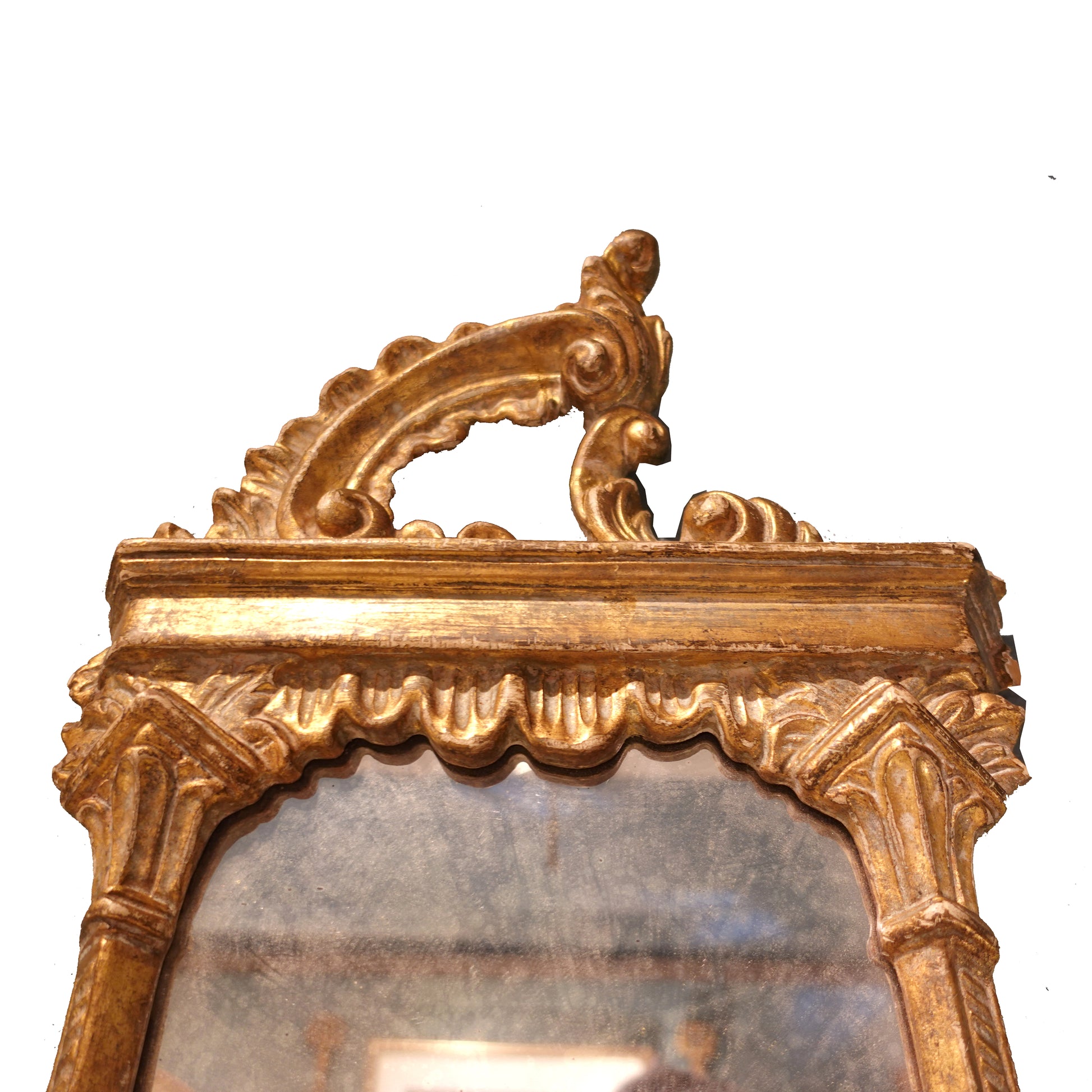 Find a Pair of late Baroque Rococo Giltwood Mirrored Two-Candle Wall Sconces