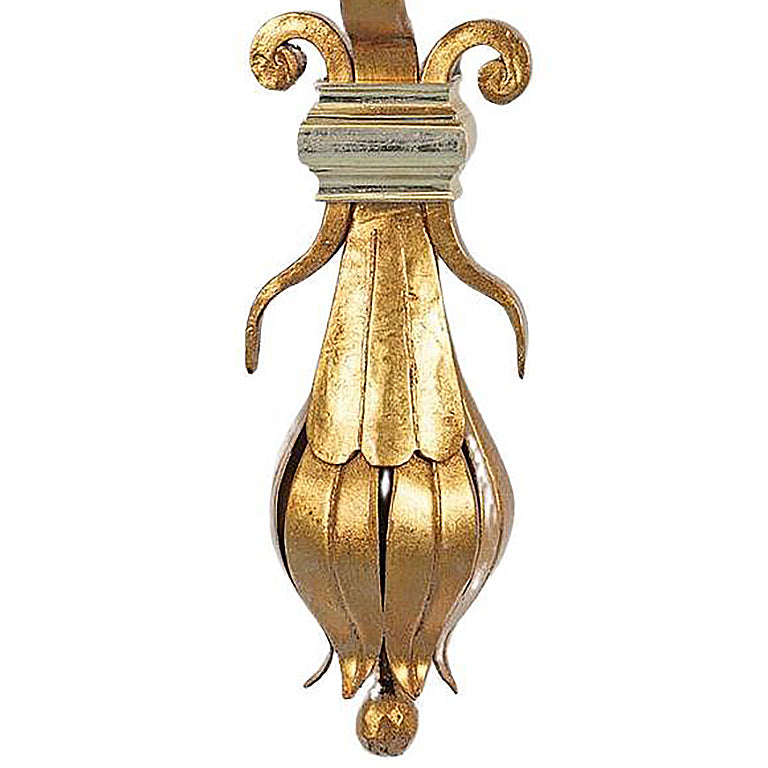 Pair of Fine Decorative Gilt and Lacquered Distinctive European Metal Wall Sconces with Shades