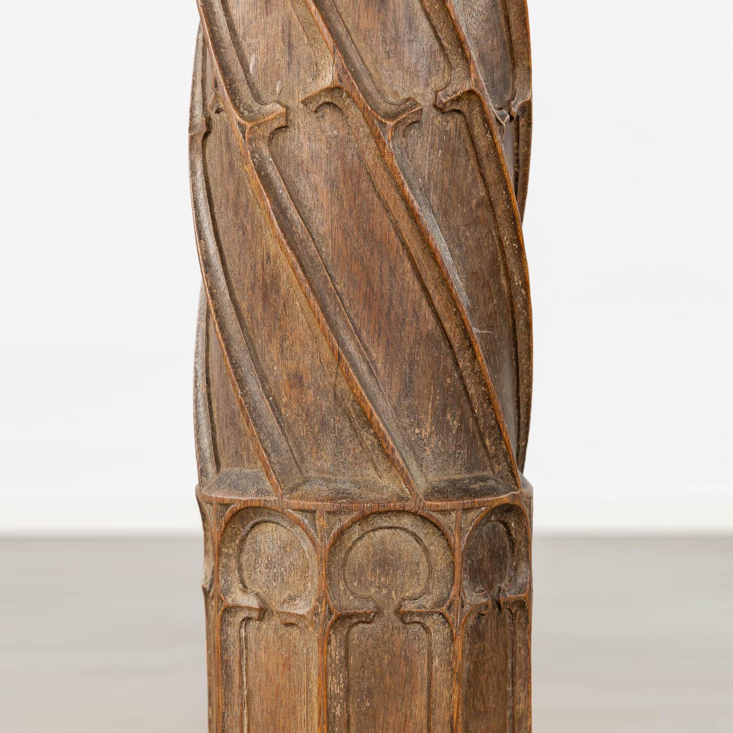 Pair of Antique Wood Carved Gothic Revival Architectural Columns