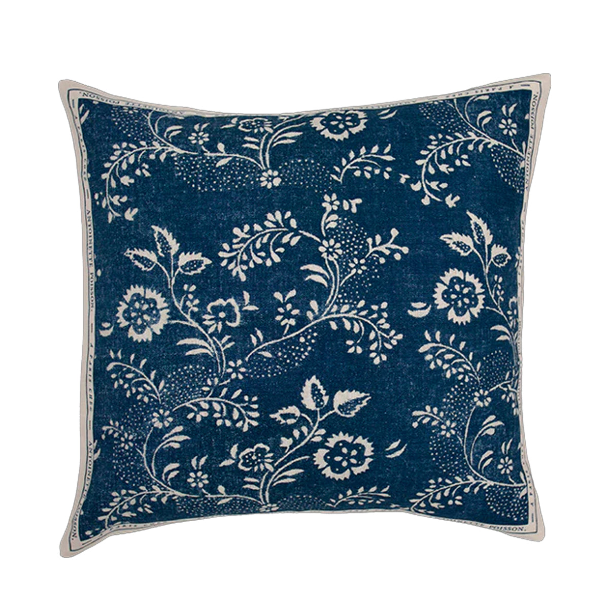 Antoinette Poisson square Menuet navy floral patterned linen and cotton blend pillow cushion
