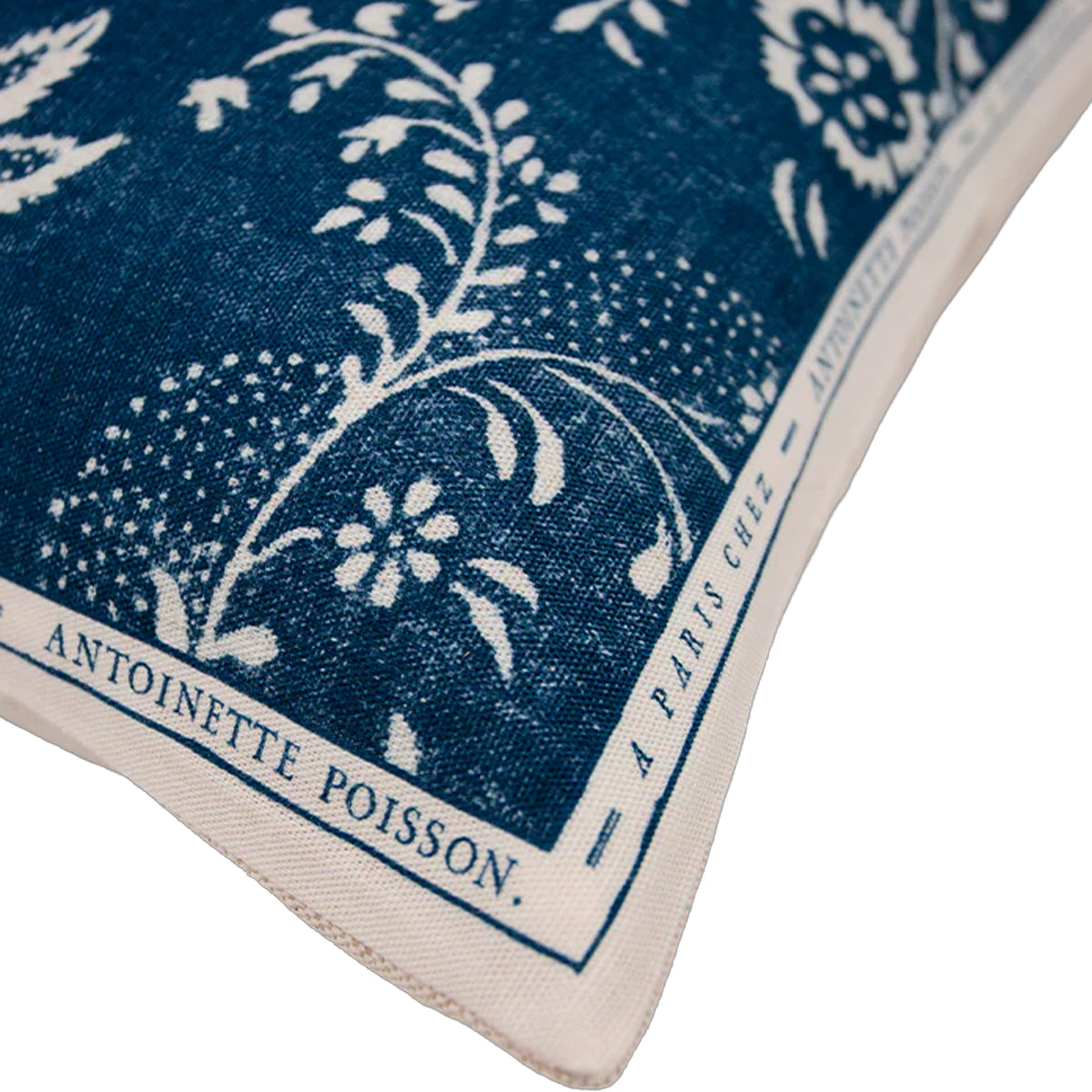 Antoinette Poisson square Menuet navy floral patterned linen and cotton blend pillow cushion