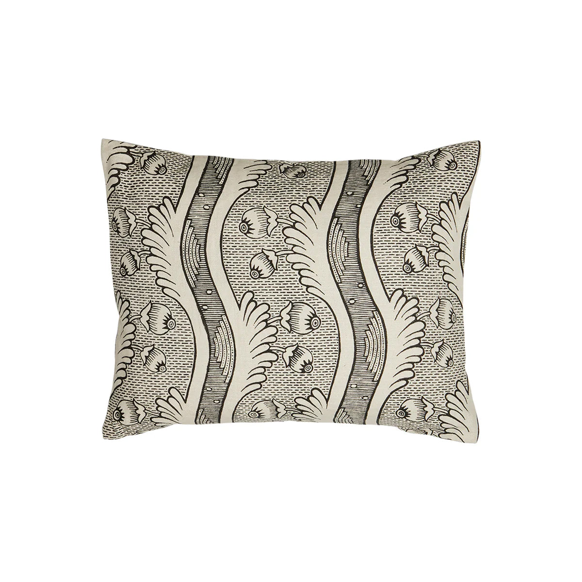 Grenades black and white pillow cushion inspired by antique wallpapers