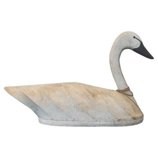 Antique canvas and wood swan decoy perfect for Swedish Gustavian and Americana decor