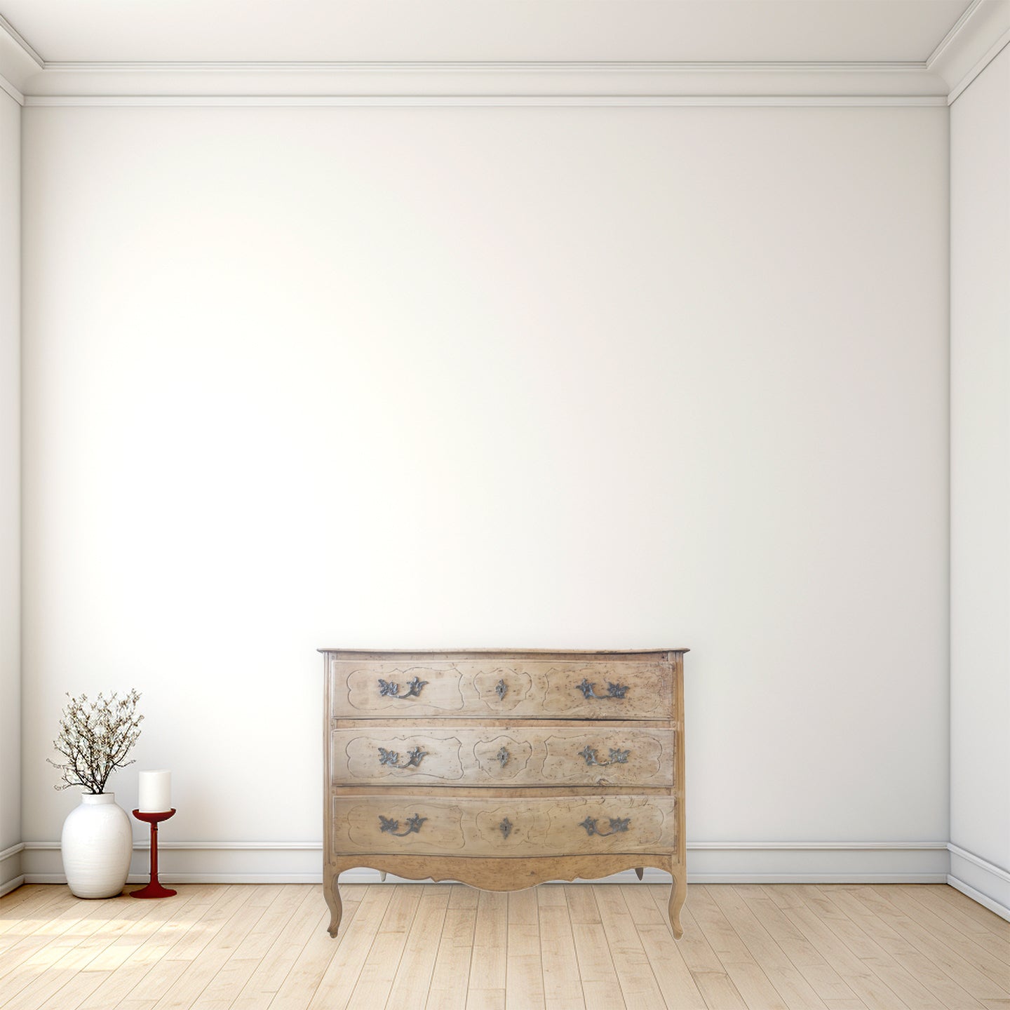 Early 19th century French Bleached Fruitwood European Serpentine Chest